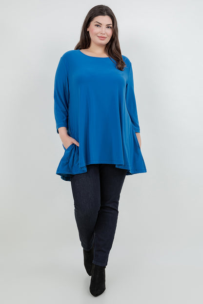 Tops Vikki Vi Jersey Azure Pocket Swing Tunic