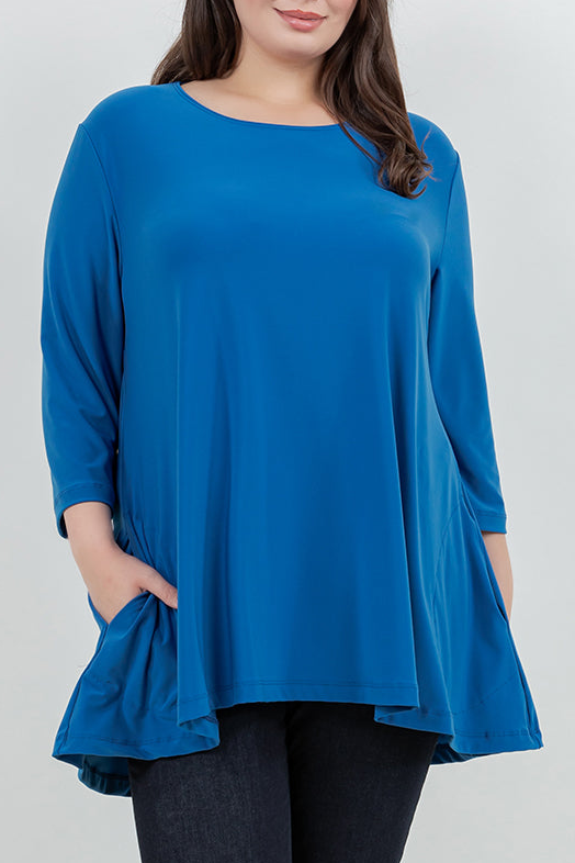 Tops Vikki Vi Jersey Azure Pocket Swing Tunic
