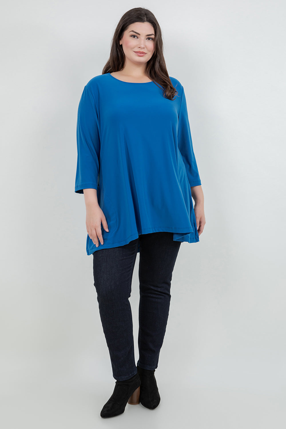 Tops Vikki Vi Jersey Azure Pocket Swing Tunic