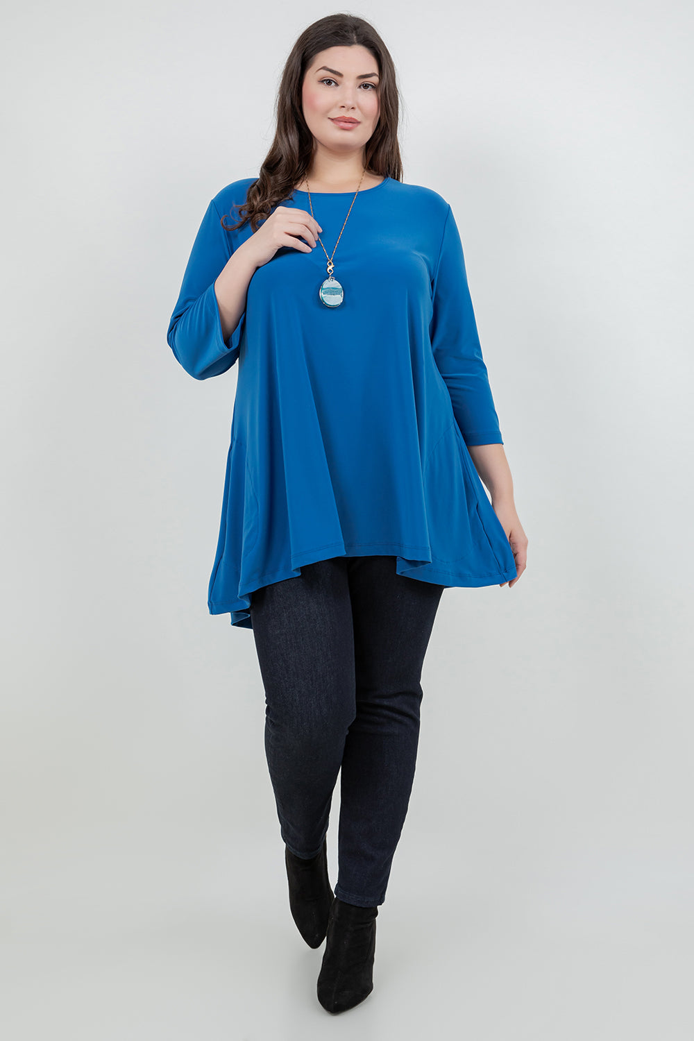 Tops Vikki Vi Jersey Azure 2 Pocket Swing Tunic