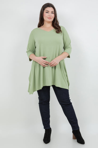 Tops Vikki Vi Jersey Pistachio Handkerchief Tunic