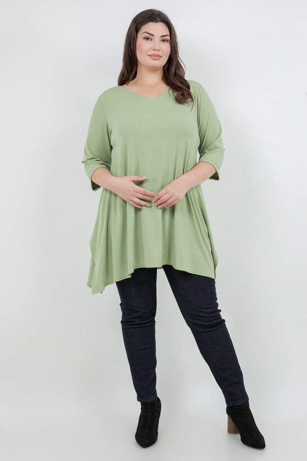 Vikki Vi Jersey Pistachio Handkerchief Tunic