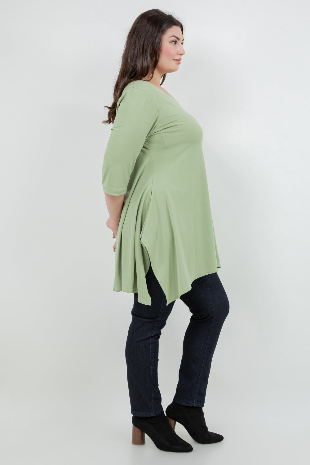Tops Vikki Vi Jersey Pistachio Handkerchief Tunic