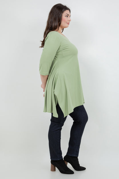 Tops Vikki Vi Jersey Pistachio Handkerchief Tunic