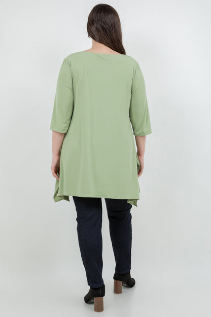 Tops Vikki Vi Jersey Pistachio Handkerchief Tunic