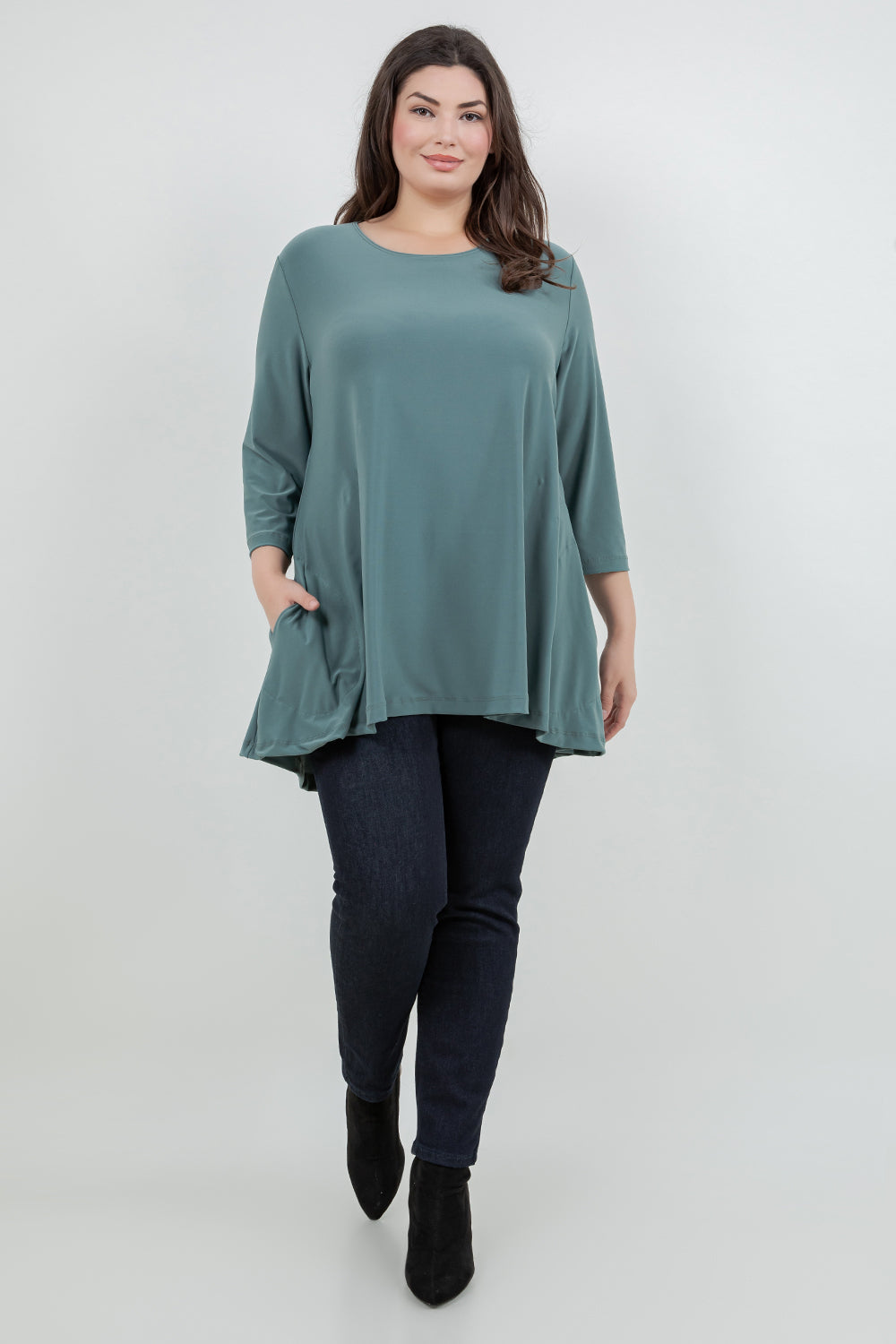 Tops Vikki Vi Jersey Sage Pocket Swing Tunic