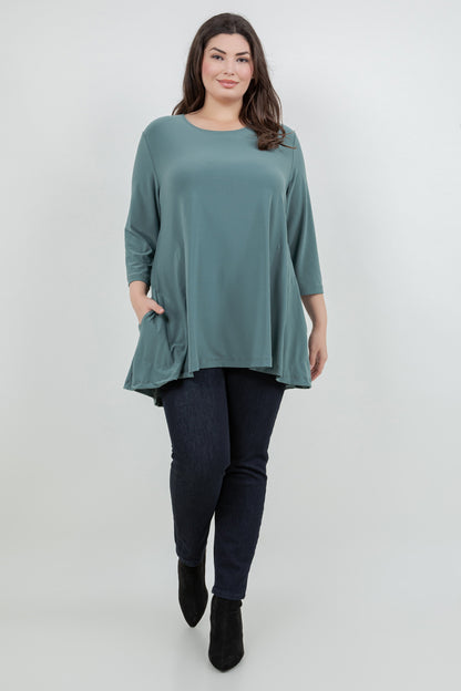 Tops Vikki Vi Jersey Sage Pocket Swing Tunic