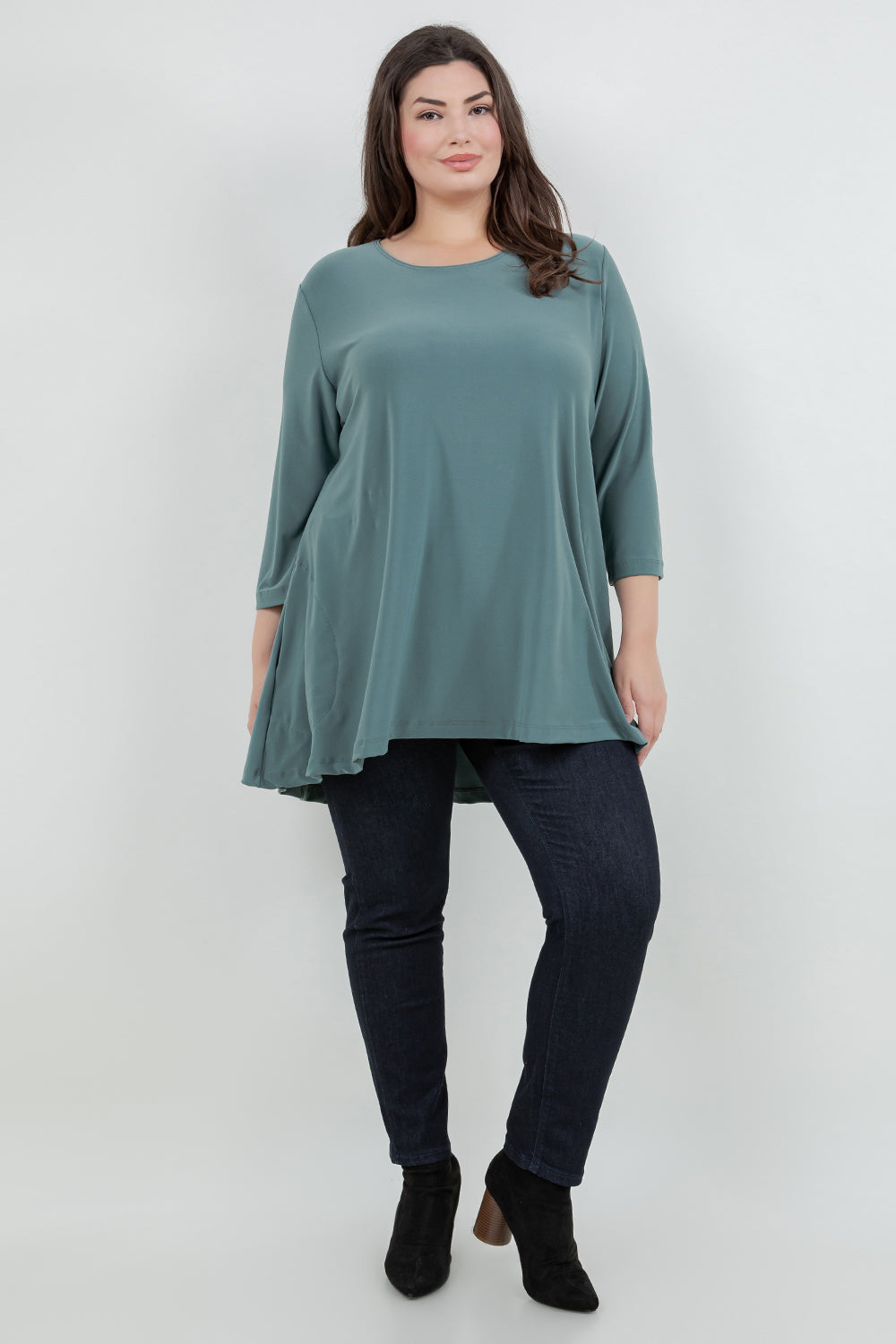 Tops Vikki Vi Jersey Sage Pocket Swing Tunic