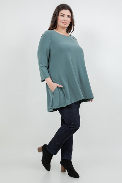 Tops Vikki Vi Jersey Sage Pocket Swing Tunic