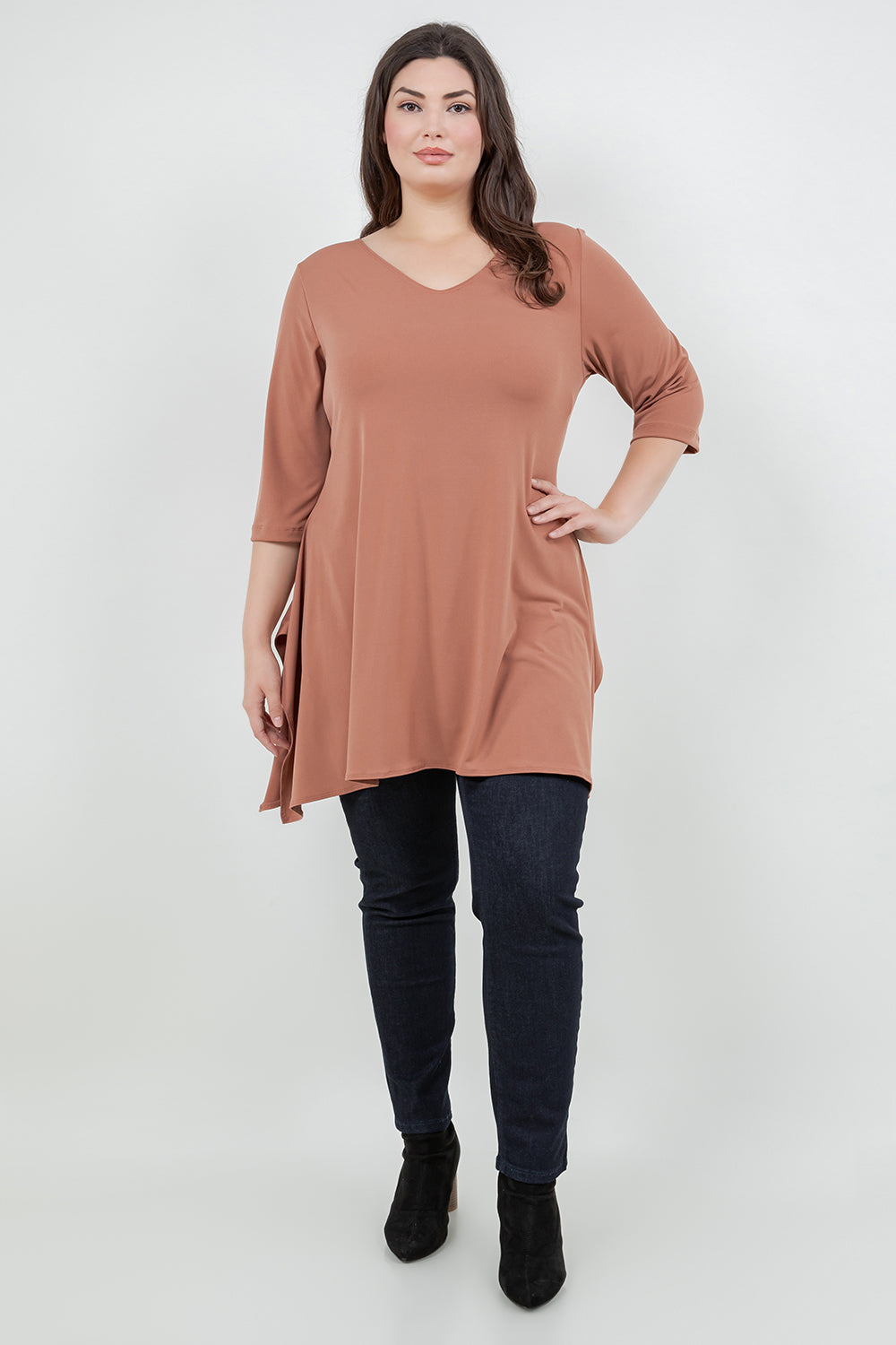 Tops Vikki Vi Jersey Clay Handkerchief Tunic