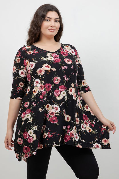 Vikki Vi Jersey Petite Rose Handkerchief Tunic