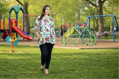Tops Vikki Vi Jersey Spring Floral Pocket Swing Tunic