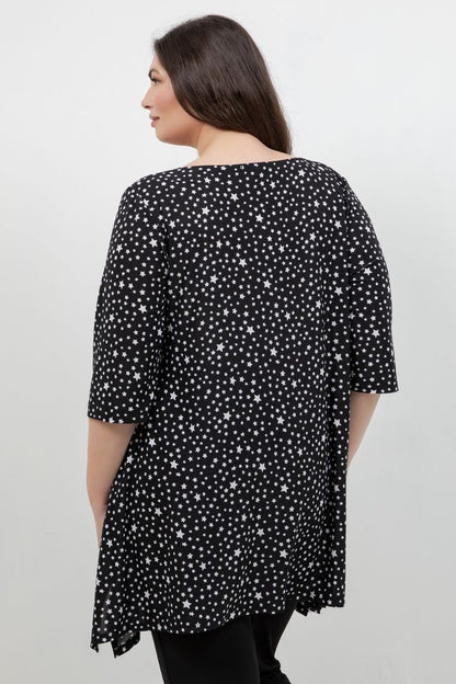 Tops Vikki Vi Jersey Stars Handkerchief Tunic