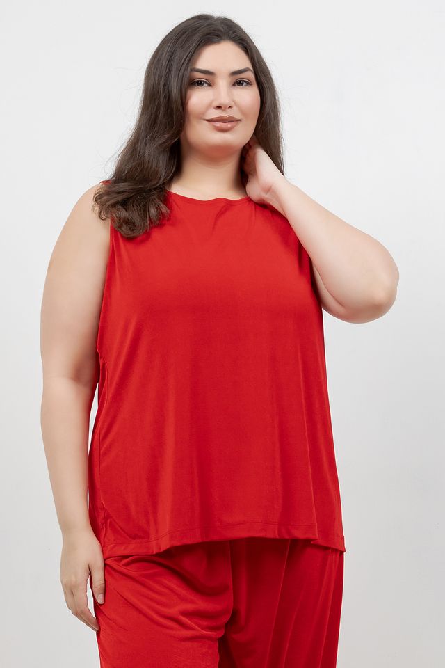 Tops Vikki Vi Silky Classic Red Tank