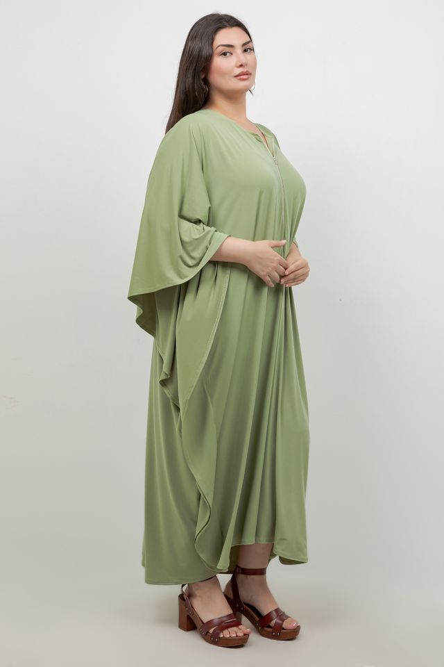 Vikki Vi Jersey Pistachio Zip Front Caftan