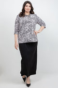 Vikki Vi Jersey Dust Cheetah 3/4 Sleeve Top