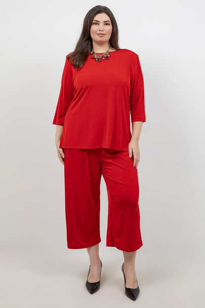 Pants Vikki Vi Silky Classic Red Crop Pant