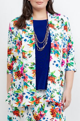 Jackets Vikki Vi Jersey Spring Floral Kimono Jacket