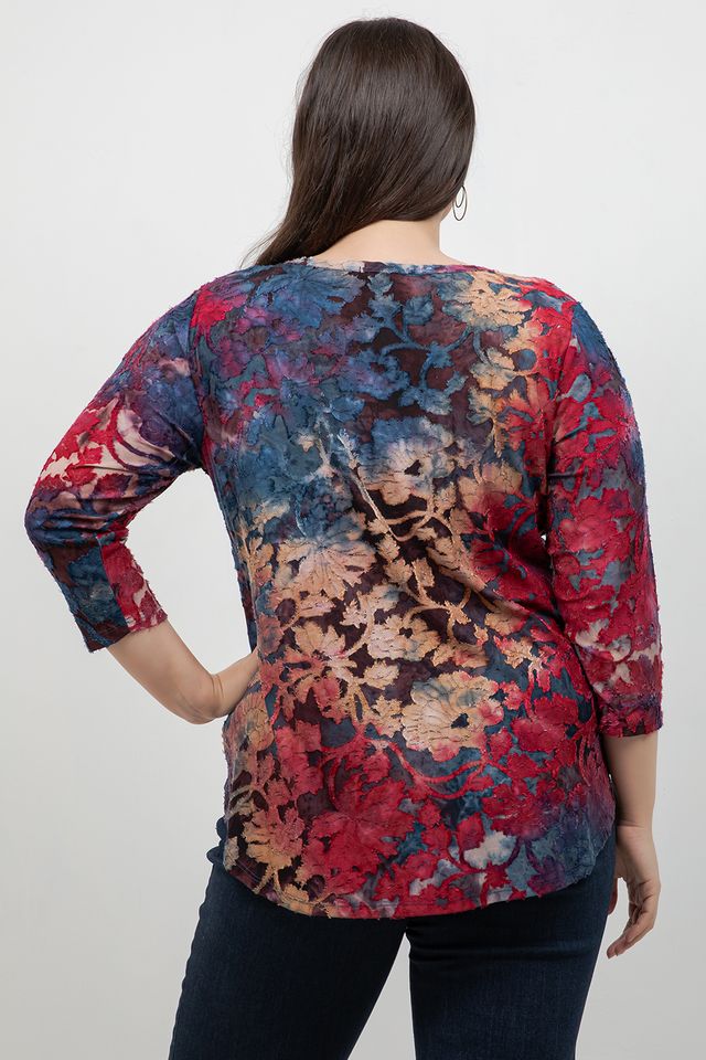 Karen Kane 3/4 Sleeve Burnout Tunic