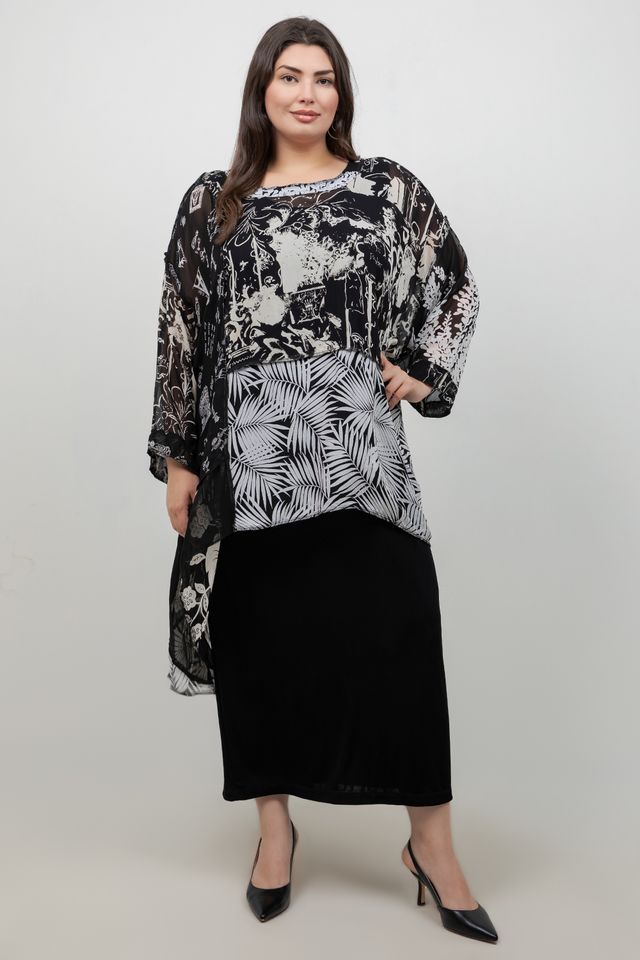 Black and White Tropics Whisper Top