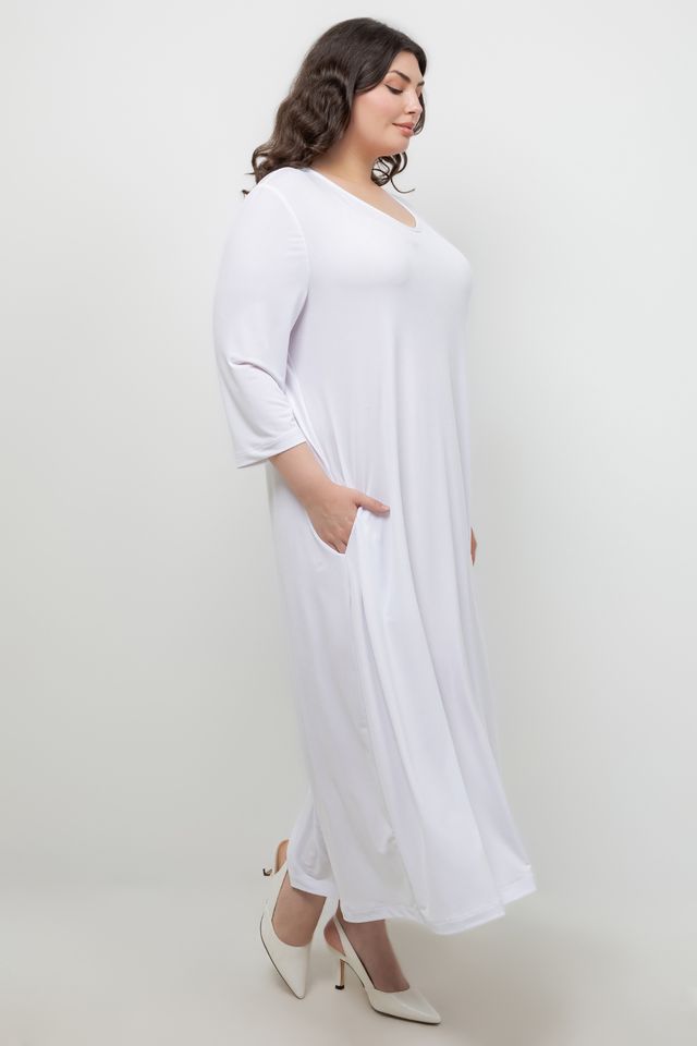 Dresses Vikki Vi Jersey White V Neck Pocket Dress