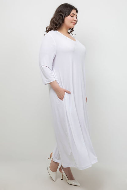 Dresses Vikki Vi Jersey White V Neck Pocket Dress