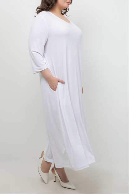 Dresses Vikki Vi Jersey White V Neck Pocket Dress