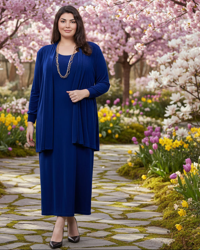 Jackets Vikki Vi Classic Royal Blue Long Kimono Jacket