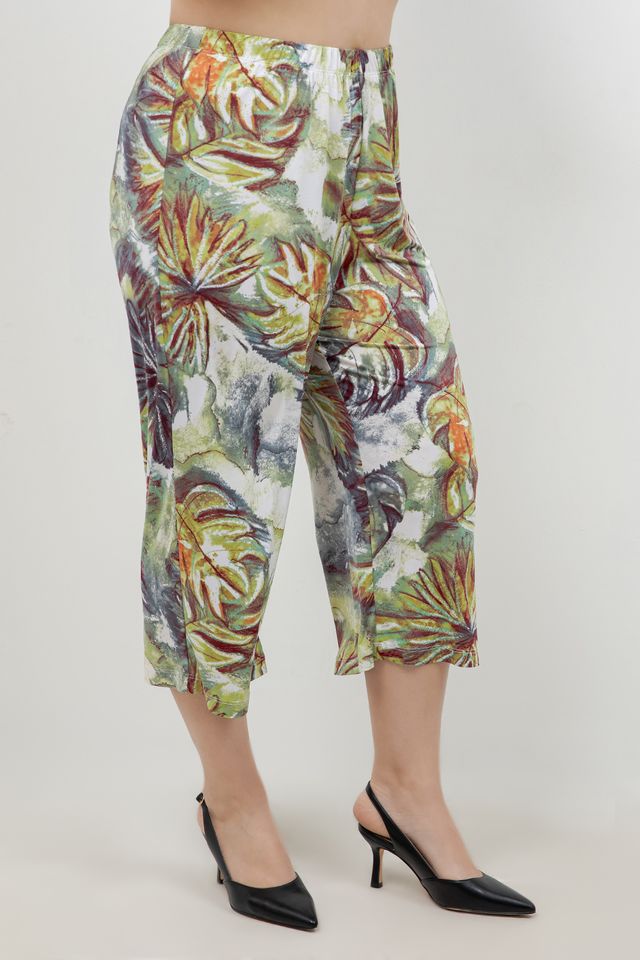 Vikki Vi Jersey Watercolor Palm Crop Pants