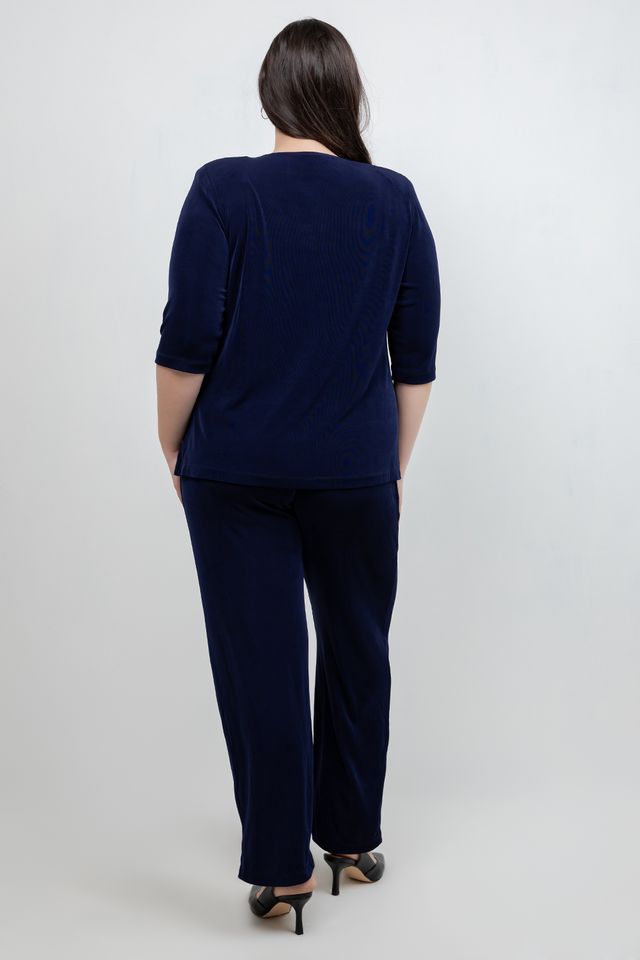 Tops Vikki Vi Classic Navy 3/4 Sleeve Top