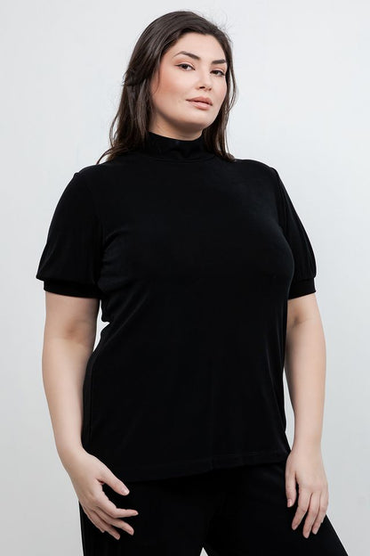 Tops Vikki Vi Classic Black Mock Neck Top