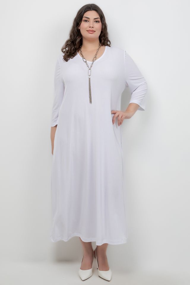 Dresses Vikki Vi Jersey White V Neck Pocket Dress