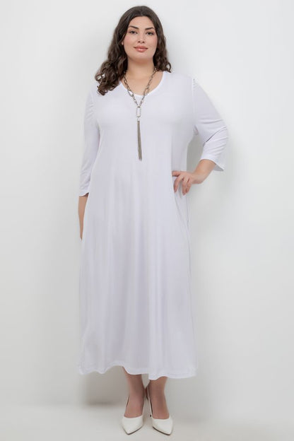Dresses Vikki Vi Jersey White V Neck Pocket Dress