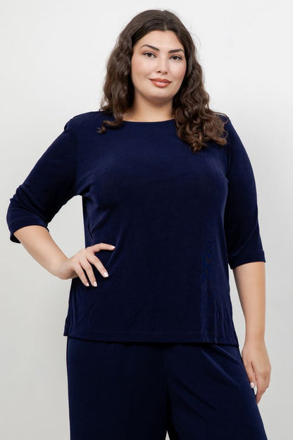 Vikki Vi Classic Navy 3/4 Sleeve Top