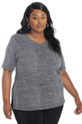 Vikki Vi Jersey Salt &Pepper V-Neck Short Sleeve Tunic