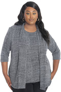 Vikki Vi Salt &Pepper Jersey 3/4 Sleeve Kimono Jacket