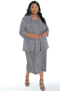 Vikki Vi Salt &Pepper Jersey 3/4 Sleeve Kimono Jacket