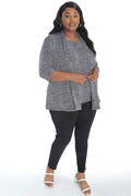 Vikki Vi Salt &Pepper Jersey 3/4 Sleeve Kimono Jacket