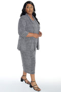 Vikki Vi Salt &Pepper Jersey 3/4 Sleeve Kimono Jacket