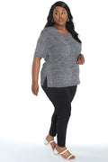 Vikki Vi Jersey Salt &Pepper V-Neck Short Sleeve Tunic