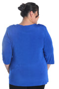 Vikki Vi Classic Sapphire V-Neck 3/4 Sleeve Tunic