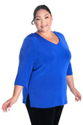 Vikki Vi Classic Sapphire V-Neck 3/4 Sleeve Tunic