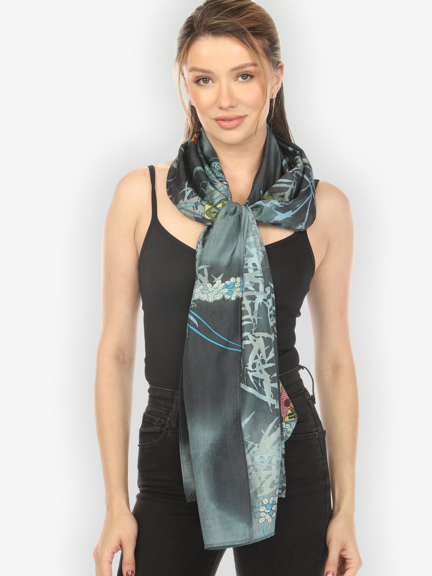 Silk Scarf Classic Wheel Bamboo Silk Scarf