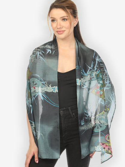 Silk Scarf Classic Wheel Bamboo Silk Scarf