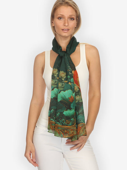 Silk Scarf Koi Fish Sea Wave Silk Scarf