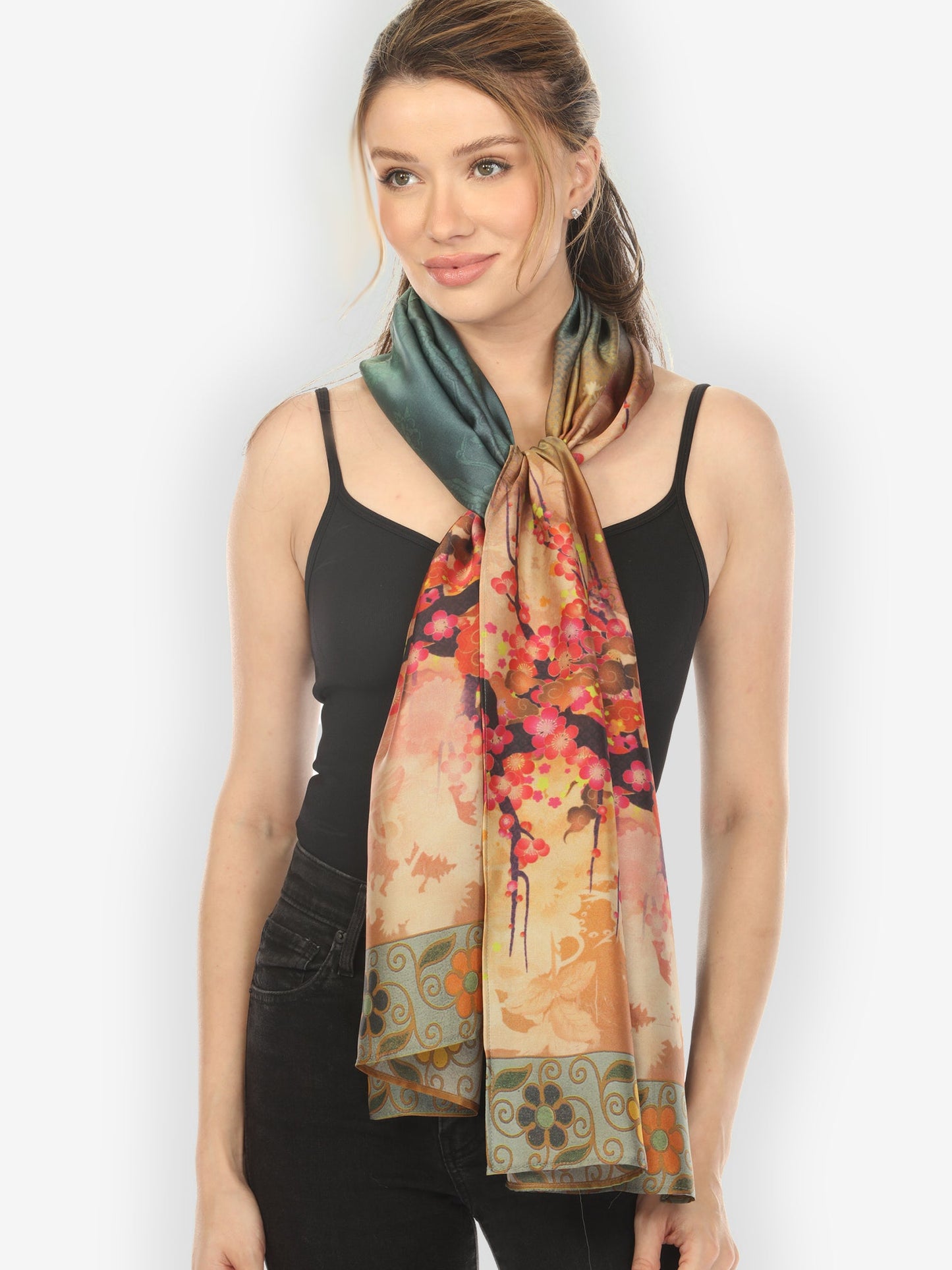 Silk Scarf Ocean Ombre Blossom Silk Scarf