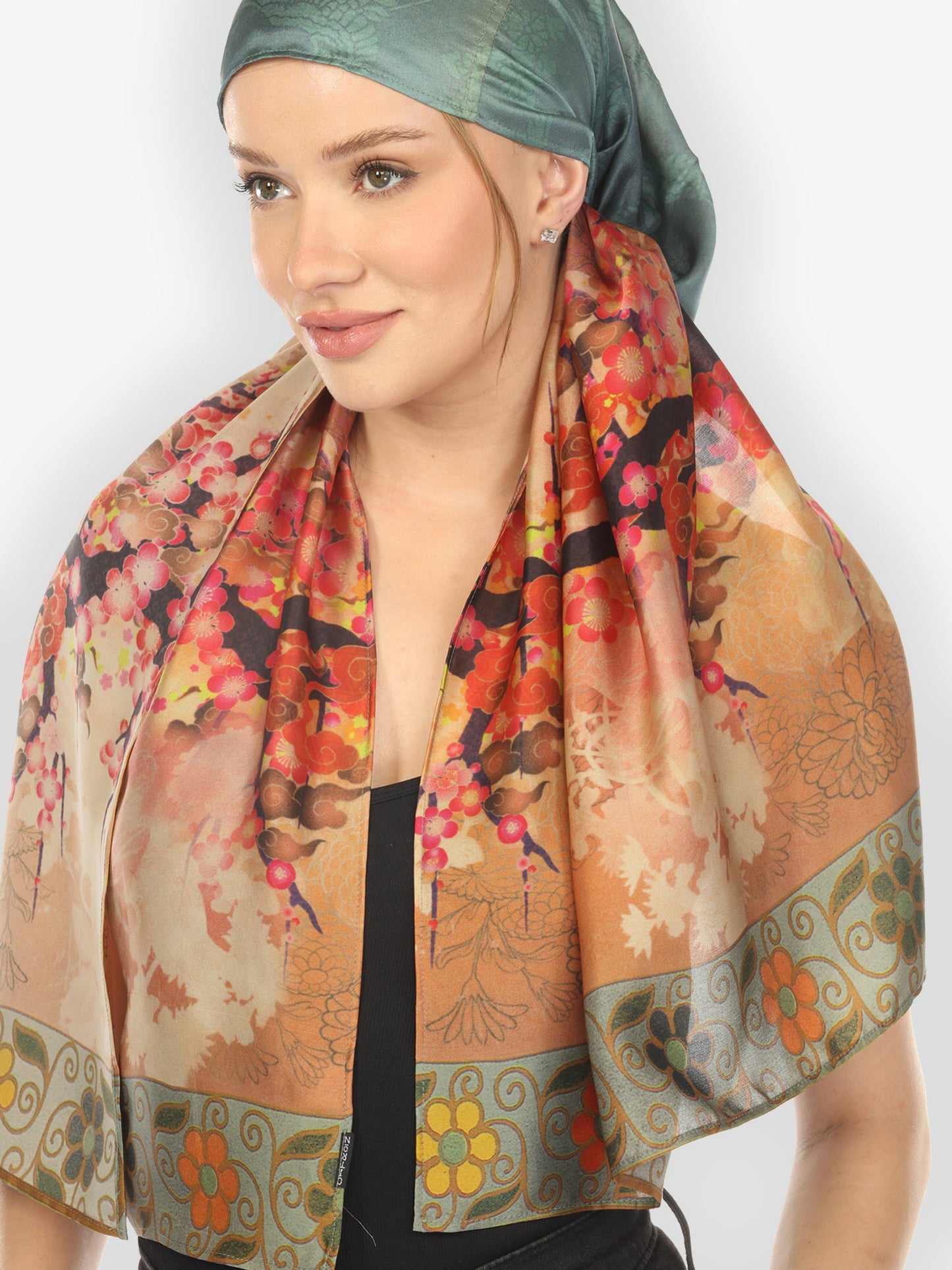 Silk Scarf Ocean Ombre Blossom Silk Scarf