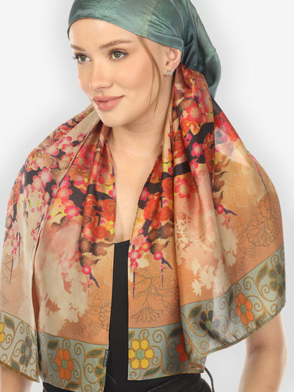 Silk Scarf Ocean Ombre Blossom Silk Scarf