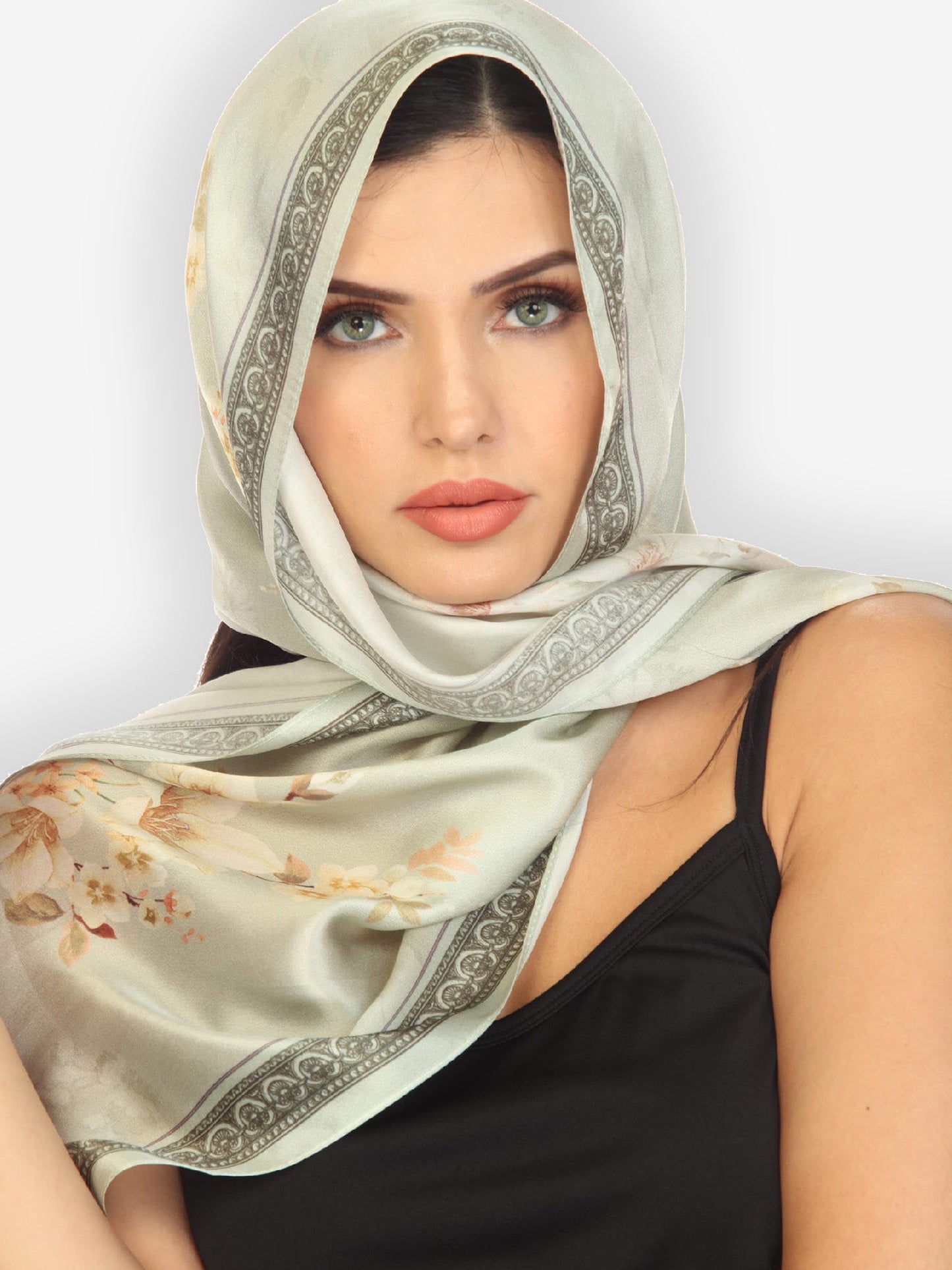 Scarf Peony Mint Green Silk Scarf