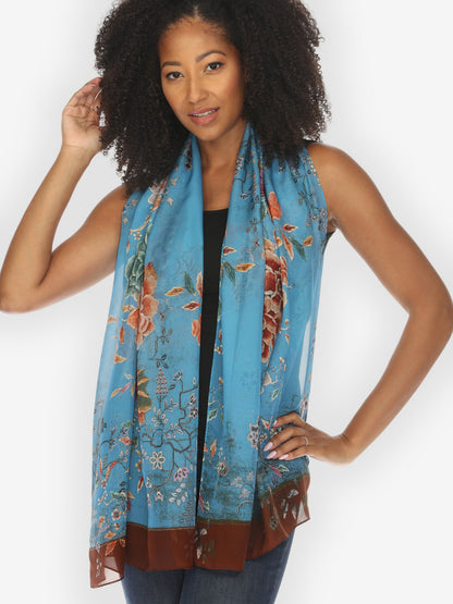 Scarf Queenly Radiant Charm in Blue Silk Scarf